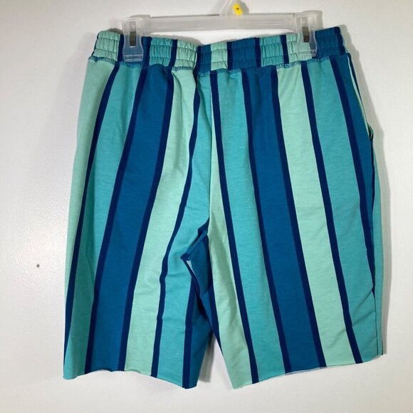 Womens Lularoe Striped Cut Off Sweat Shorts Green Blue M - Picture 2 of 7